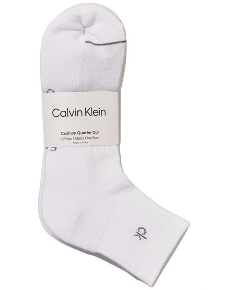 6 Pack Sports Quarter Crew Socks in White image 2