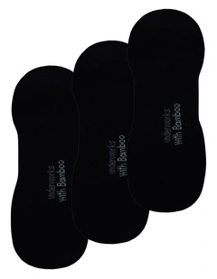 Mens Cushioned No Show Sock with Bamboo 3 Pack, Black