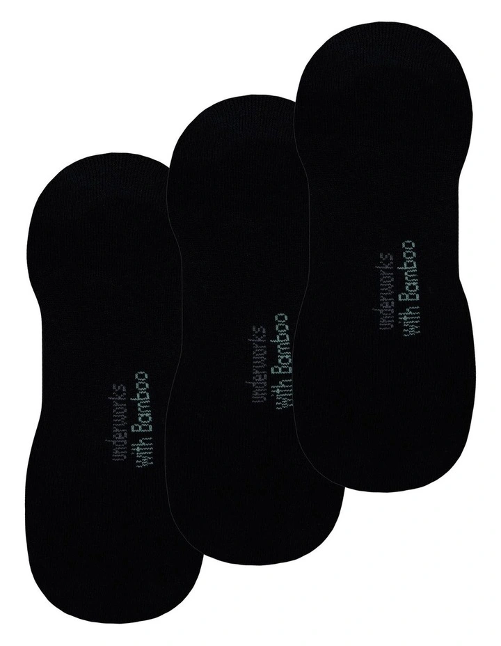 Mens Cushioned No Show Sock with Bamboo 3 Pack, Black image 1