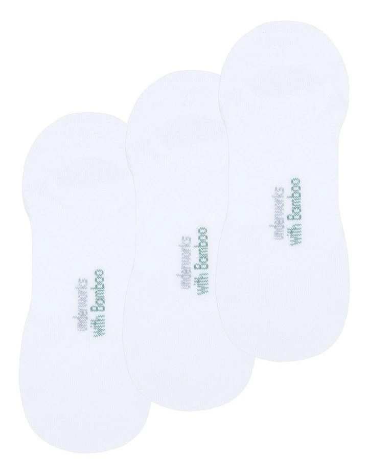 Mens Cushioned No Show Sock with Bamboo 3 Pack, White image 1