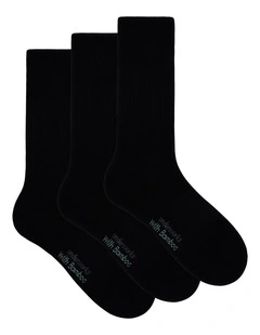 Mens Cushioned Crew with Bamboo 3 Pack, Black