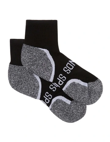 Ultimate Comfort Quarter Crew Socks 2 Pack in Black