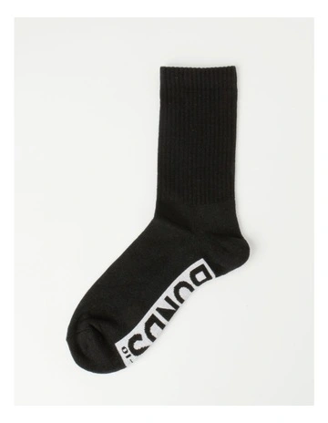 Logo Sports Crew Sock 3 Pack in Black