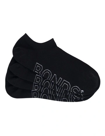 Mens Logo Lightweight No Show Socks 4 Pack in Black
