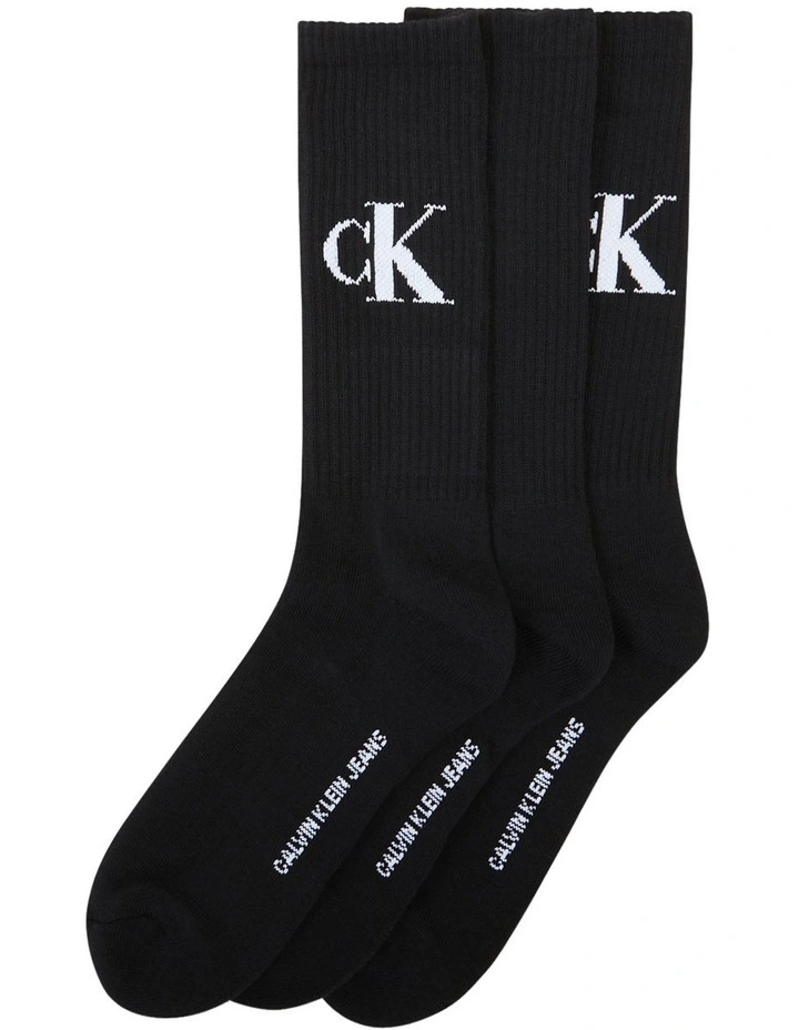 Calvin Klein Logo Sports Crew Socks Black Pack MYER