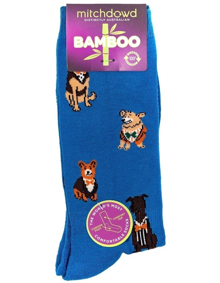 Professor Dog Bamboo Comfort Crew Socks in Sky Blue image 2