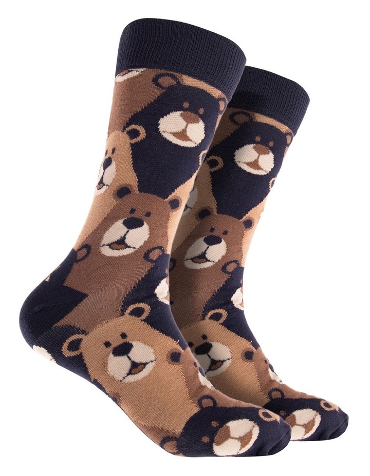 Bears Bamboo Crew Socks in Brown