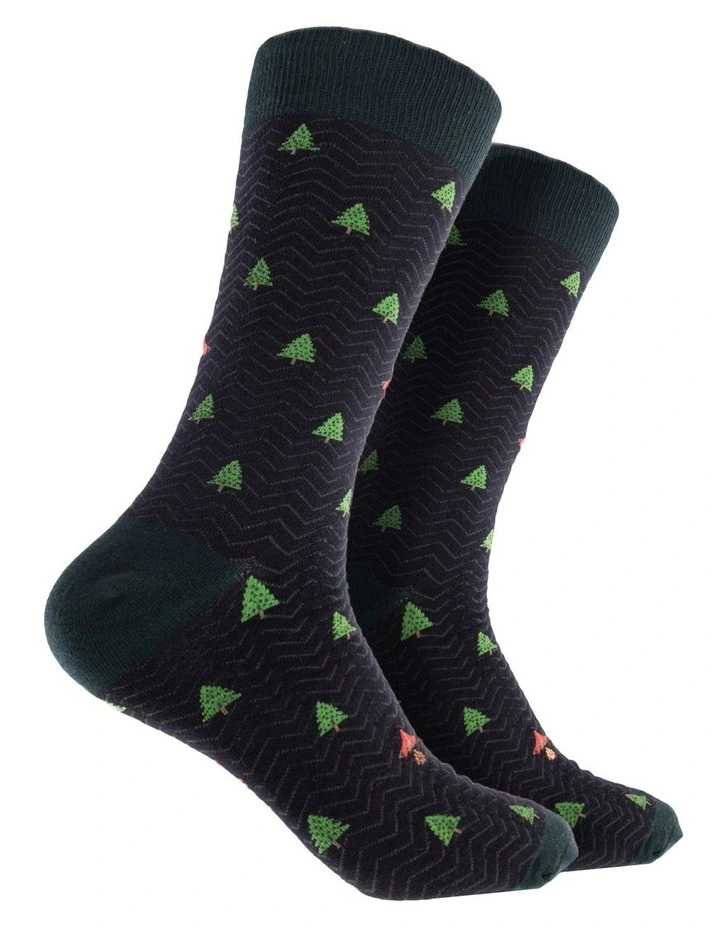 Pines Super Fine Cotton Crew Socks in Navy image 1