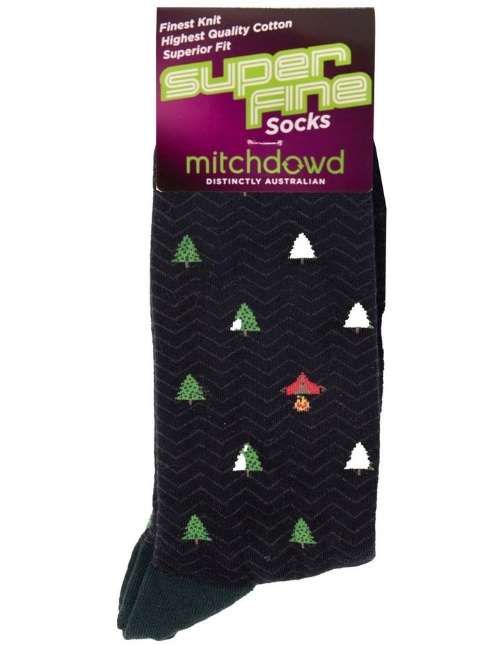 Pines Super Fine Cotton Crew Socks in Navy image 2