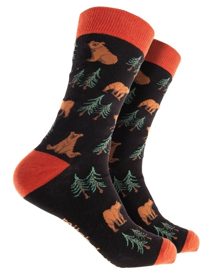Forest Folk Cotton Crew Socks 3 Pack in Blue/Green image 4