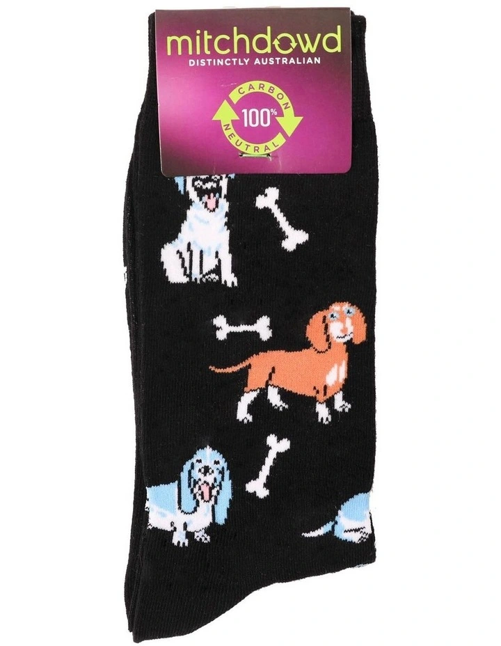 Doggy Bones Cotton Crew Socks in Black image 2