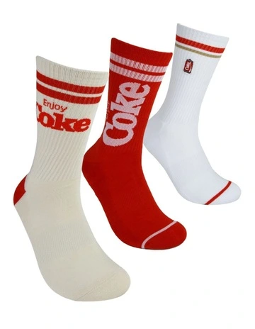 Coke Sneaker Sock Gift Can 3 Pack in Assorted