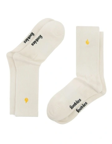 2 Pack Sport Crew Socks in Cream