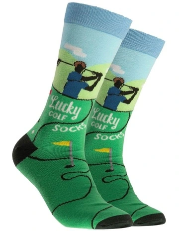 Lucky Golf Cotton Crew Socks in Green