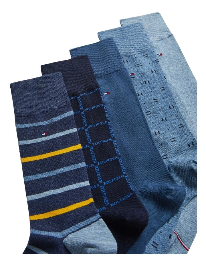 Dress Crew Pattern Socks 5 Pack in Blue image 2