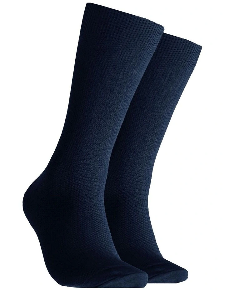 Plain Waffle Bamboo Socks in Blue image 1
