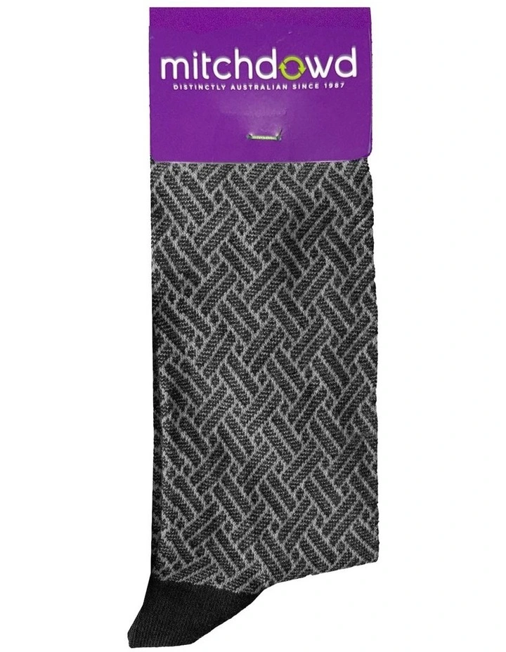 Textured Diamond Cotton Socks in Grey image 2