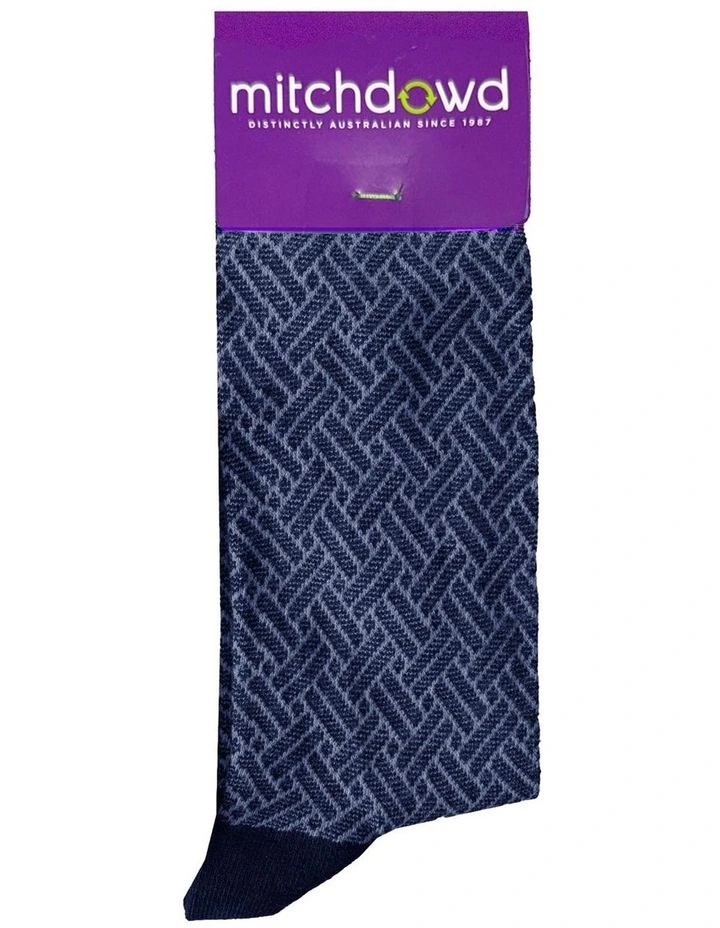 Textured Diamond Cotton Socks in Blue image 2