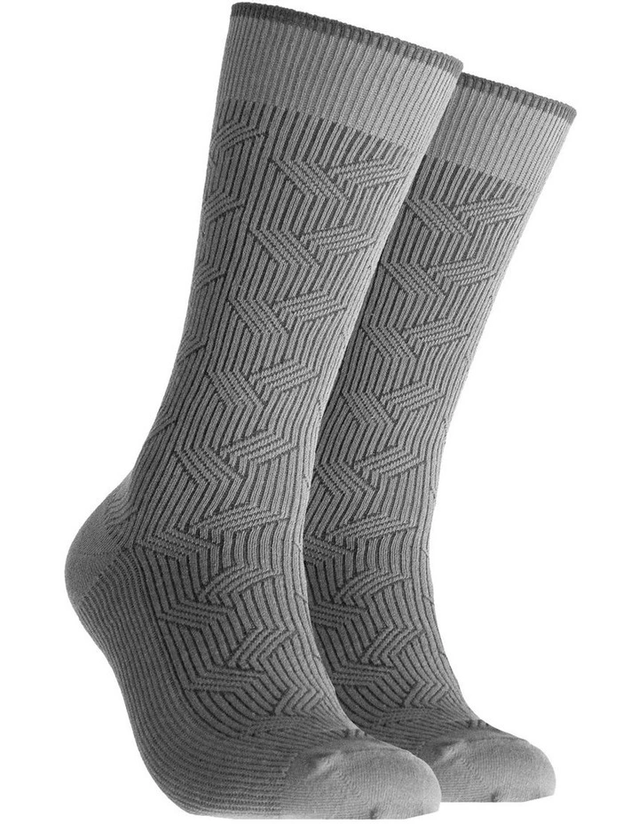 Textured Wave Cotton Dress Socks in Grey image 1