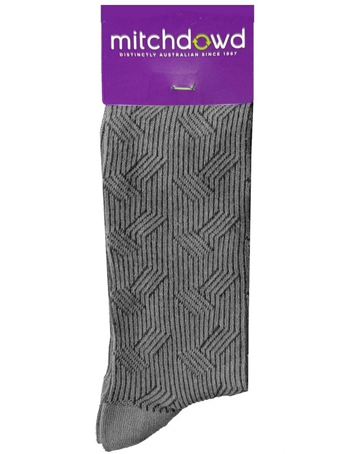 Textured Wave Cotton Dress Socks in Grey image 2