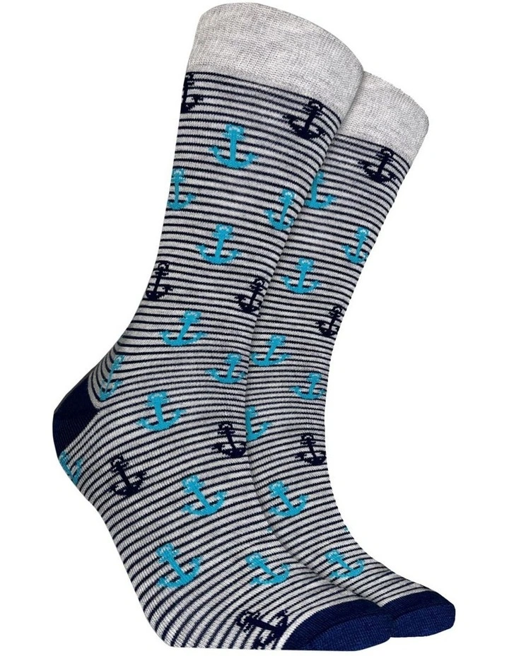 Anchor Stripe Bamboo Socks in Multi image 1