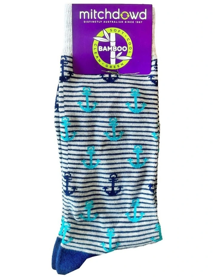 Anchor Stripe Bamboo Socks in Multi image 2