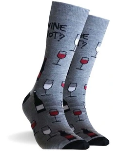Wine Not Bamboo Socks in Grey