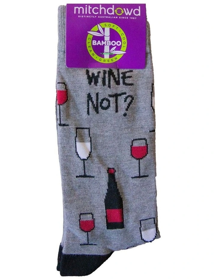 Wine Not Bamboo Socks in Grey image 2