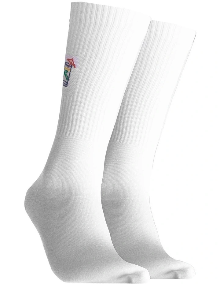 Summer Fine Crew Sport Socks in White image 1