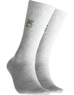 Summer Fine Crew Sport Socks in White