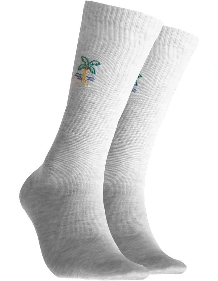Summer Fine Crew Sport Socks in White image 1