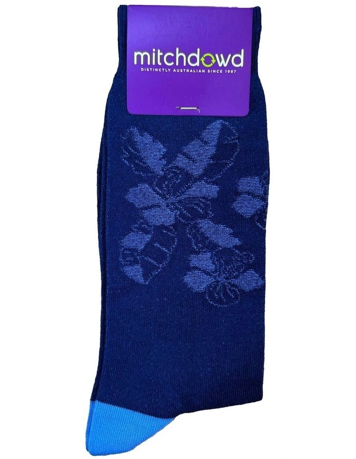 Tropical Flower Cotton Socks in Blue image 2