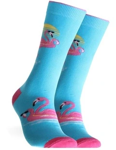 Cool Flamingo Cotton Socks in Blue