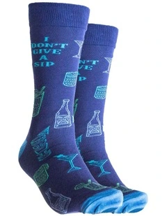 I Don't Give A Sip Bamboo Socks in Blue