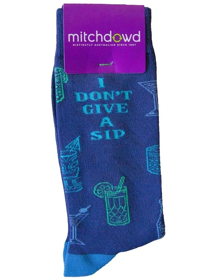 I Don't Give A Sip Bamboo Socks in Blue image 2