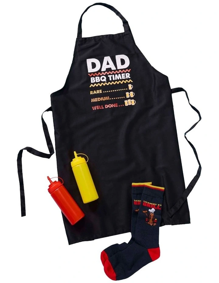 Licenced to Grill Apron & Sock Gift Pack in Black image 2