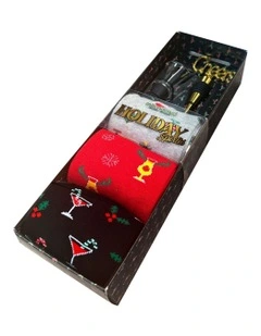 Holiday Cheer Gift Box Cotton Socks 3 Pack in Multi