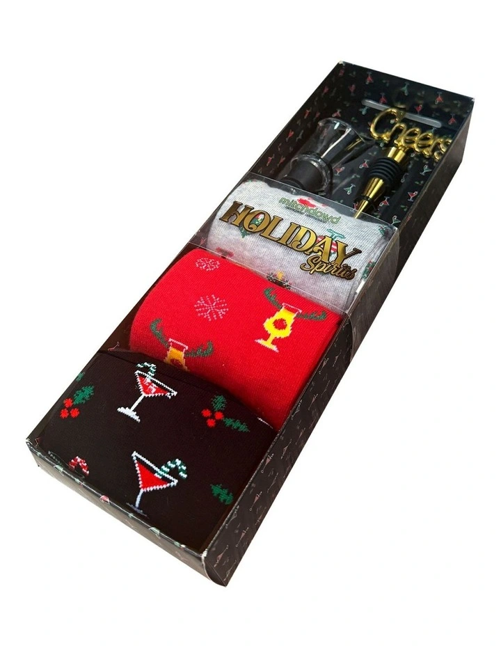 Holiday Cheer Gift Box Cotton Socks 3 Pack in Multi image 1