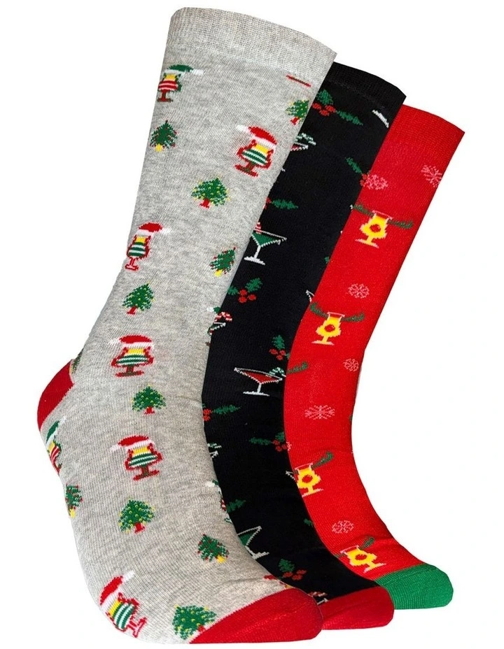 Holiday Cheer Gift Box Cotton Socks 3 Pack in Multi image 2
