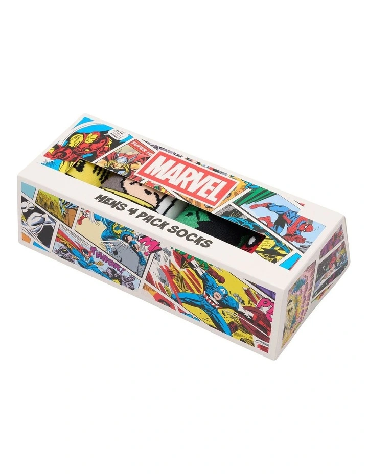 Mens Marvel Comics Crew Socks Box 4 Pack in Assorted 01 image 2