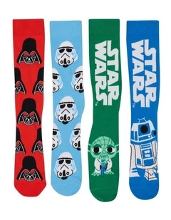 Mens Star Wars Crew Socks Box 4 Pack in Assorted 03