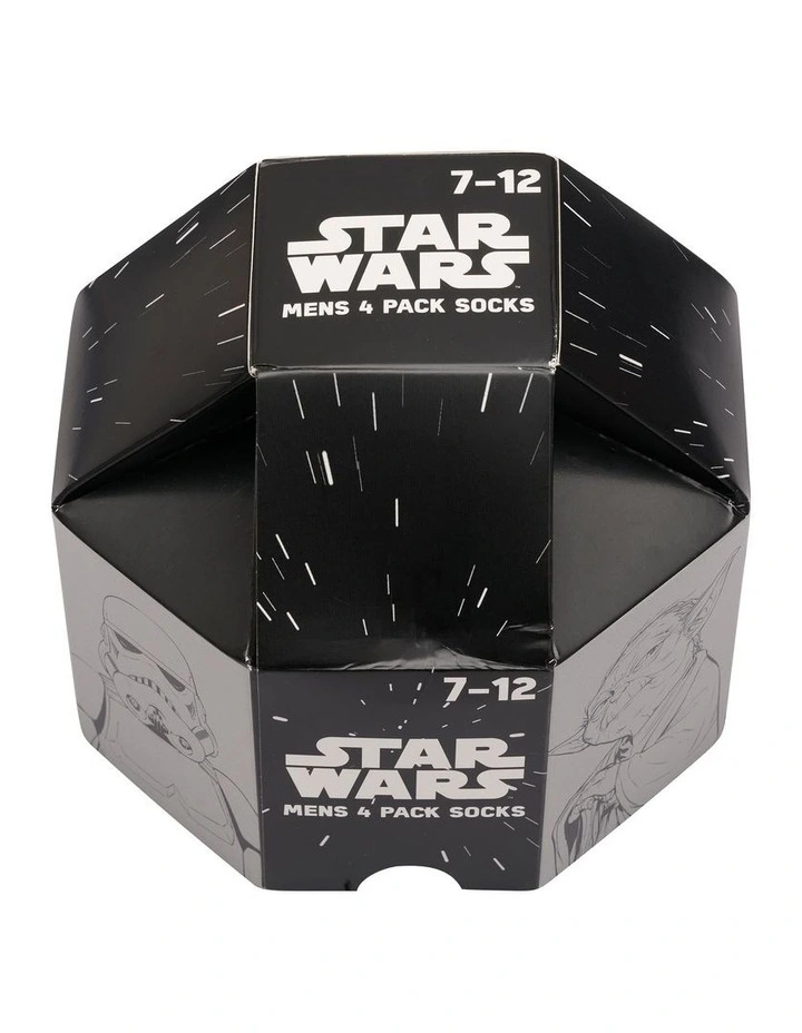 Mens Star Wars Crew Socks Box 4 Pack in Assorted 03 image 2