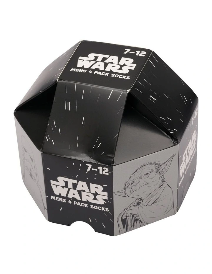 Mens Star Wars Crew Socks Box 4 Pack in Assorted 03 image 4