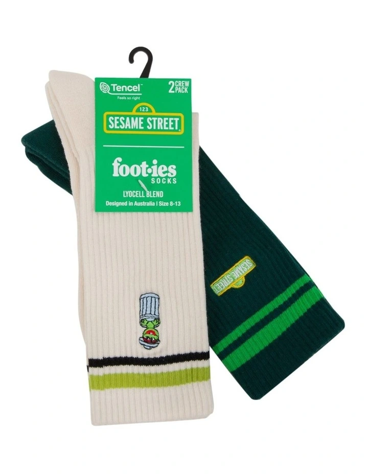 Oscar The Grouch Sneaker Socks 2 Pack in Multi image 2