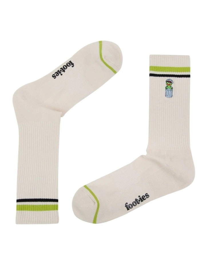Oscar The Grouch Sneaker Socks 2 Pack in Multi image 3