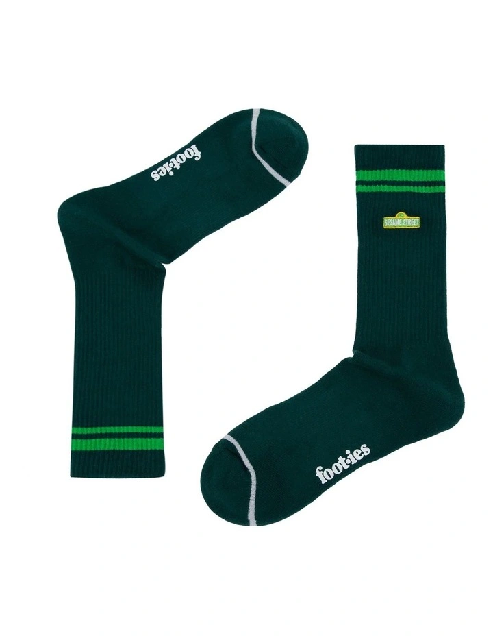 Oscar The Grouch Sneaker Socks 2 Pack in Multi image 4