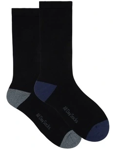 Men's Heel and Toe Cushioned Cotton Crew 2 Pack in Blue and Grey
