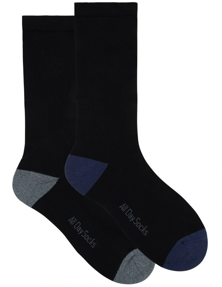 Men's Heel and Toe Cushioned Cotton Crew 2 Pack in Blue and Grey image 1