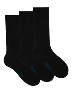 Mens Premium Fine Plain Cotton Crew 3 Pack, Black