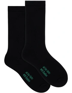 Mens Bamboo Viscose Cushioned Crew 2 Pack, Black
